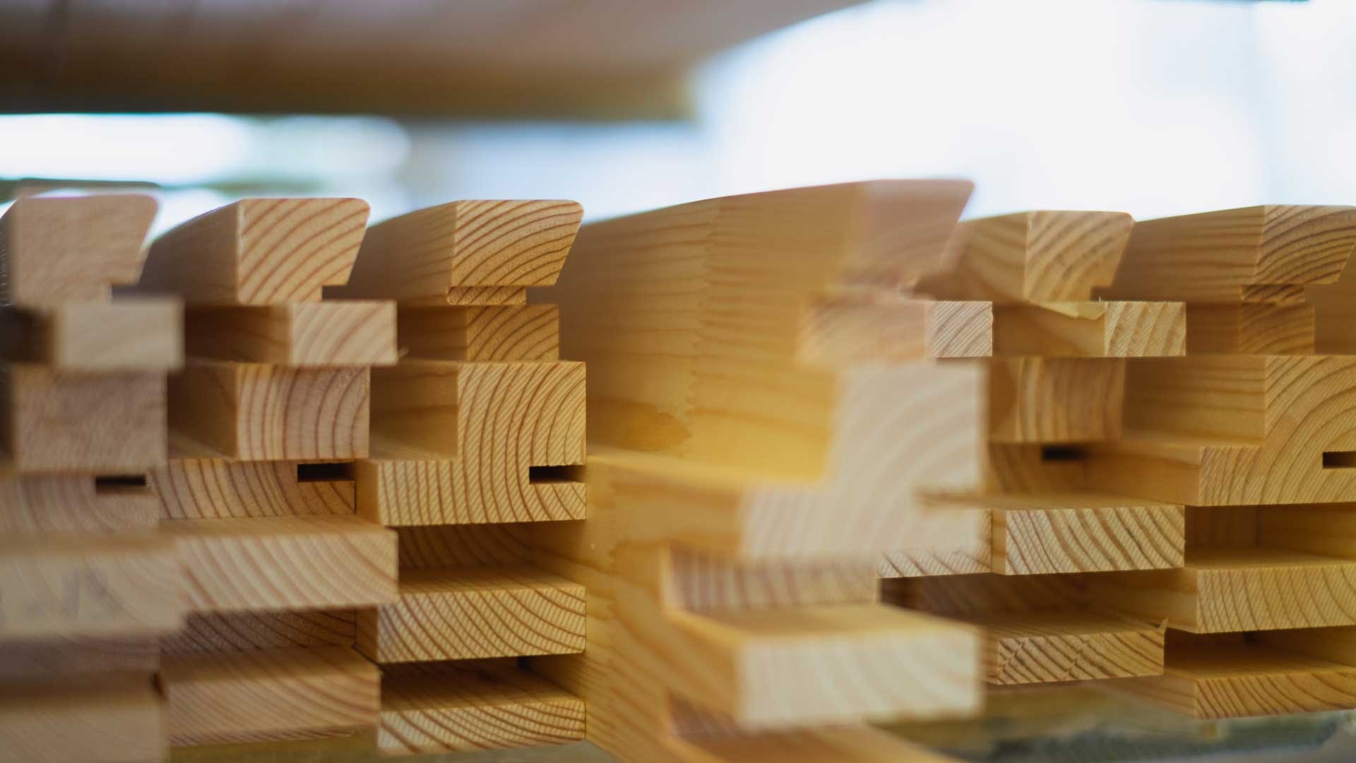 Pinewood in the factory ready to be assembled